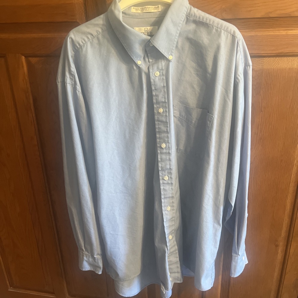 Enro‎ Ultra Pinpoint 18 34/35 L.S. Pima Blue Oxford Dress Shirt Button Down